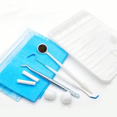 Kit instrumen gigi sekali pakai dengan cermin/pinset/probe/alas/baki harga bagus kit pemeriksaan gigi