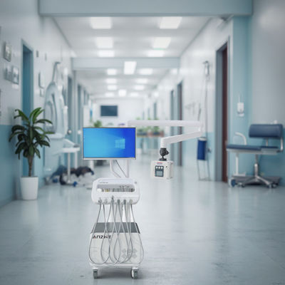 Stasiun Kerja Gigi Hewan Bergerak Kereta Perawatan Gigi Hewan Portabel 220V Kereta Gigi Dengan Kamera Oral Dan Komputer