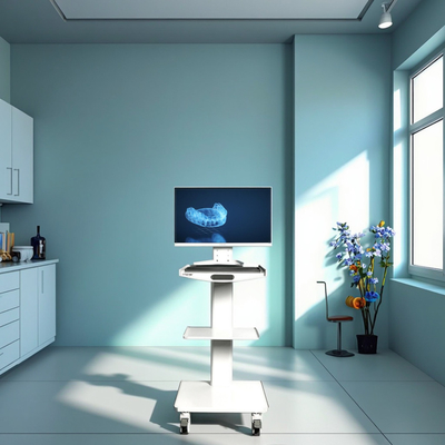 Kereta Perawat Bergerak Pemindai Mulut Rumah Sakit Kereta Perawat Bergerak 3 Lapis Kereta Gigi Stainless Steel Dengan Soket Built-in