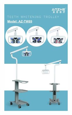 Mesin Pemutih Gigi Efisiensi Tinggi Biru Merah Ungu 3 Warna Lampu Pemutihan Gigi Dental Dengan Kereta Dorong Bergerak