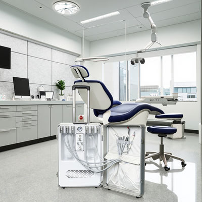 Desain Koper Unit Gigi Portabel Unit Perawatan Gigi Bergerak Genggam dengan Kompresor, Curing Light, dan Scaler Bawaan