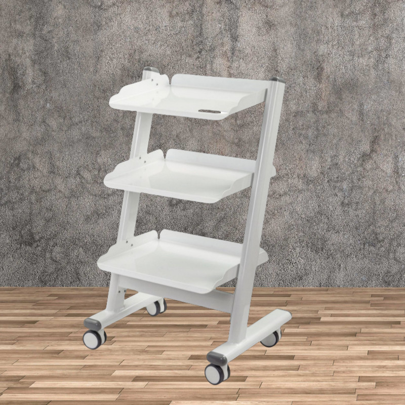 Dental Mobil Keranjang Stainless Steel Dental Trolley Salon Kecantikan Gunakan 3 Lapisan Dental Keranjang