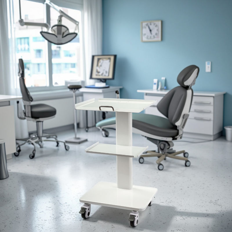 Kereta Instrumen Bergerak Klinik Gigi Kereta Bergerak Gigi Dengan Roda Rem Soket Built-in Kereta Dorong Portabel Gigi