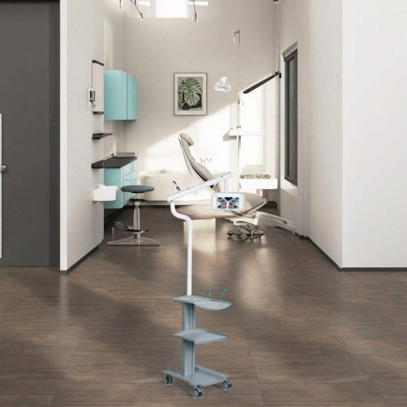 Mesin Pemutih Gigi Efisiensi Tinggi Biru Merah Ungu 3 Warna Lampu Pemutihan Gigi Dental Dengan Kereta Dorong Bergerak