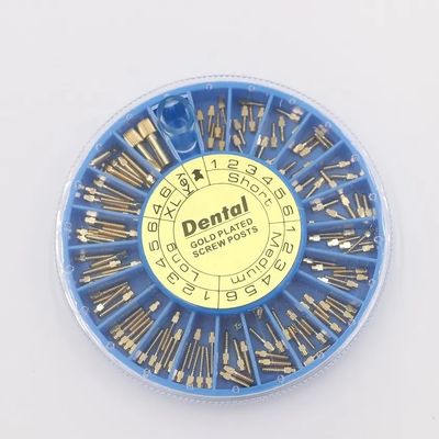 Harga bagus Penggunaan Perawatan Stainless Steel Dental Screw Post Instrumen Gigi Endodontik Aneka Warna Emas Berlapis Screw Post 120pcs Per Kotak on line