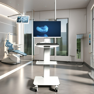 Kereta Dorong Tangan Unit Gigi Kamera Intraoral dengan Sumber Daya Manual Pemindai Mulut Kereta Bergerak Gigi