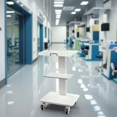 Trolley Gigi Portable Multifungsi Mobile 3 Lapisan Rak Logam Mobil Keranjang Putih Warna Trolley Alat Gigi