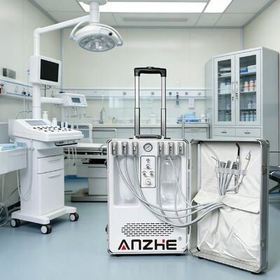 Harga bagus CE Disetujui Unit Gigi Veteriner Portable Peralatan Klinik Gigi Hewan Peliharaan Seluler dengan Kompresor Udara Unit Turbin Gigi Set Lengkap on line