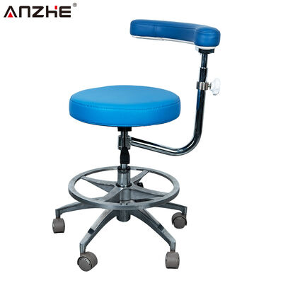 Bangku Asisten Gigi Ergonomis dengan 360 derajat berputar sandaran lengan sandaran punggung setinggi adjustable kaki cincin dan tugas berat rollers