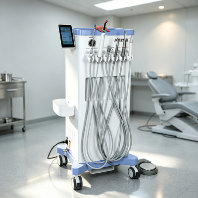 Harga bagus 550W Mobile Dental Unit dengan Tekanan Udara 0,8Mpa dan LED Curing Light untuk Perawatan Klinik Gigi on line
