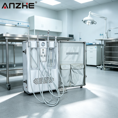 Harga bagus ANZHE Dental Unit Suitcase Top Configuration Mobile Dental Unit dengan Built-in 550W Air Compressor untuk Klinik Gigi dan Hewan on line