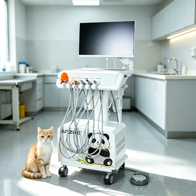 Harga bagus Troli Gigi Seluler Serbaguna, Kereta Perawatan Gigi Hewan Kecil dengan Kamera Intraoral HD dan Penghisap Terintegrasi untuk Klinik Hewan on line